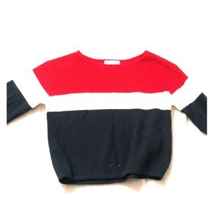 Really cute red and white and blue sweater
